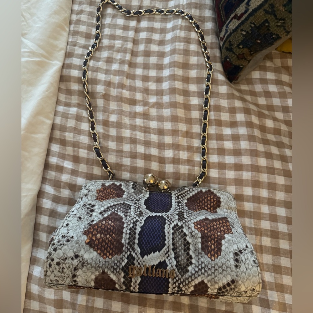 Galliano Snake Print Chain Bag
